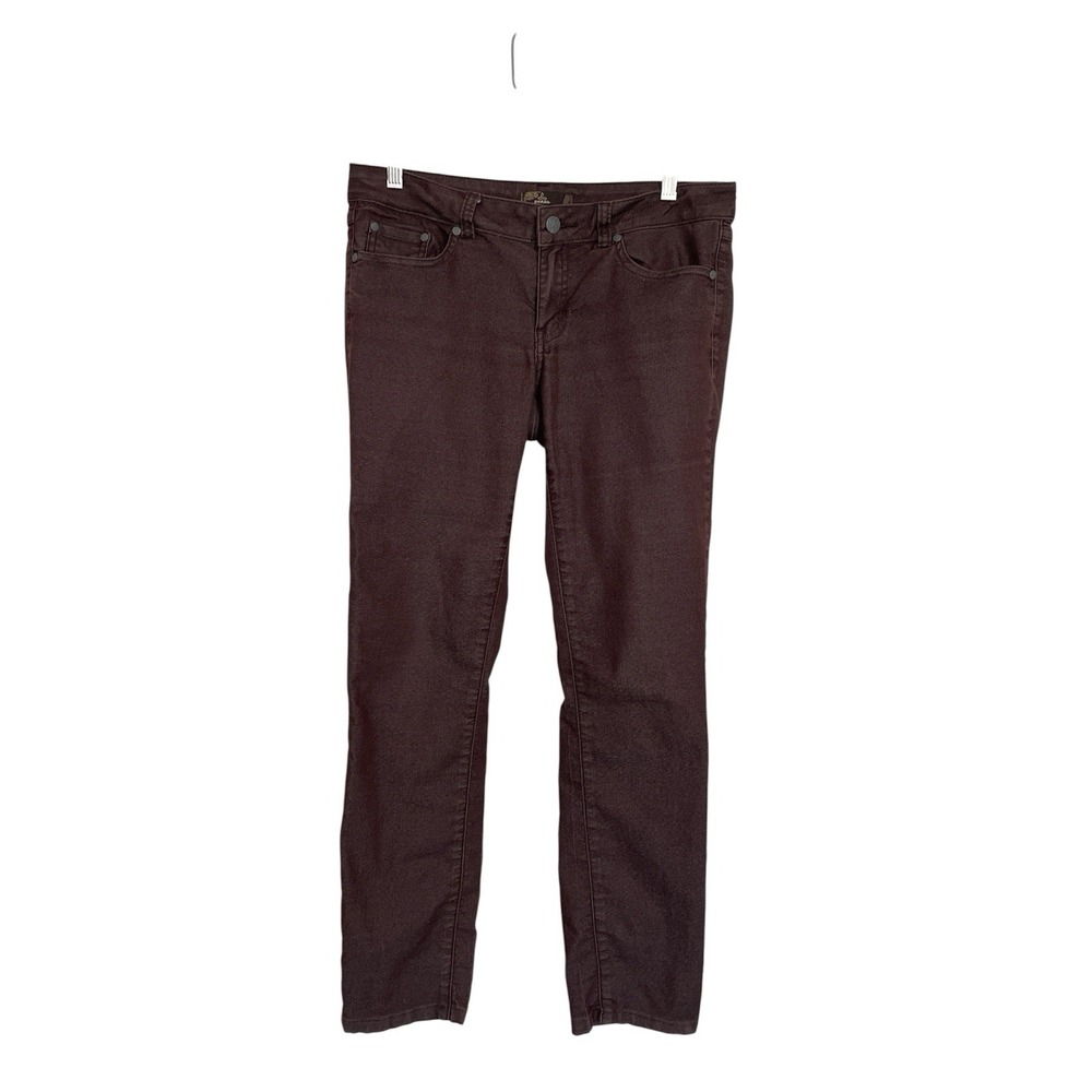 prAna Women 6‎ Dark Burgundy Plum Skinny Jeans Mid Rise Stretch Denim Pants